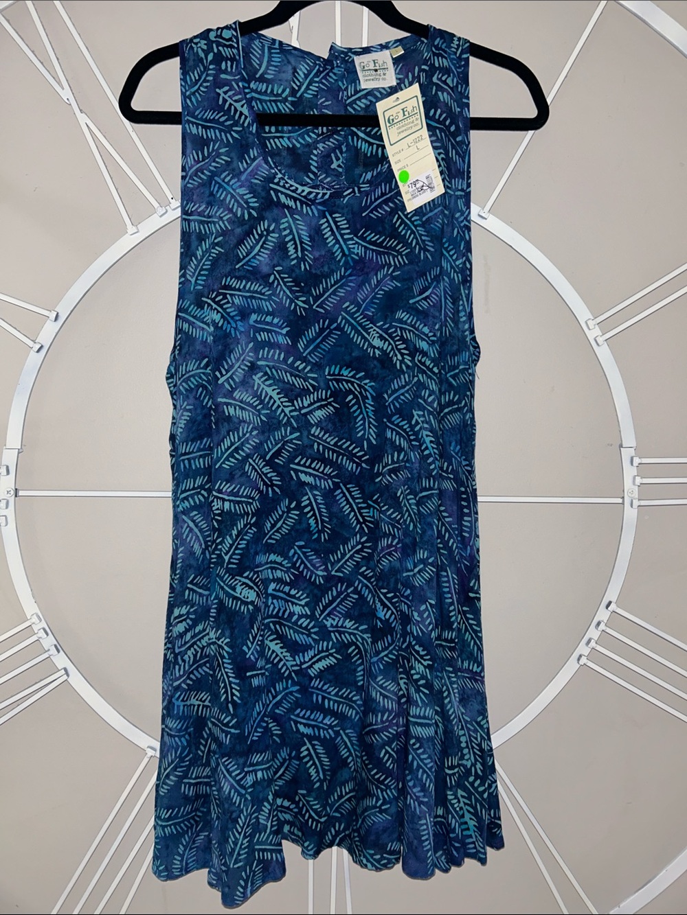 NWT Go Fish Blue Patterned Midi Dress